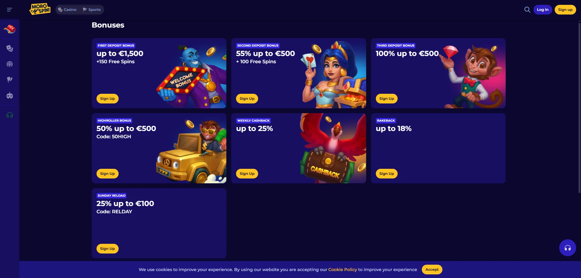 Bonus e promozioni esclusive Morospin Casino Italia &mdash; fino a 1.500&euro;