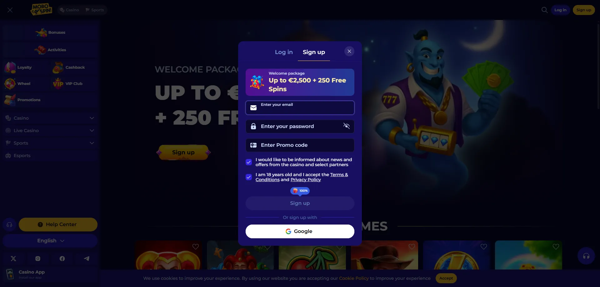 Registrarsi su Morospin Casino &mdash; processo semplice e veloce in 3 passi